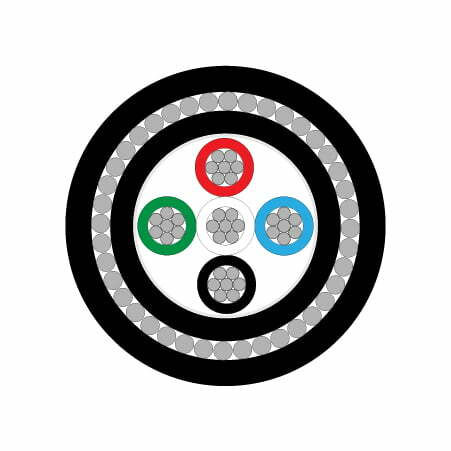 4 Core + Earth (5G), 50.0mm², TCW, XLPE 90°C, SWA, 0.6/1KV, Circular TPS Cable (MASCPX5G50.0SWA) **Made to Order** - Image 2