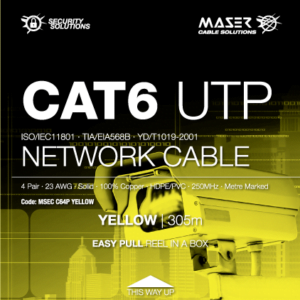Alternative view of Cat6, 4 Pair, UTP, PVC, Yellow, Network Cable (MSEC C64P YELLOW) **Made to Order**